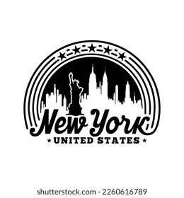 New York City, United States. Logo design template. Vector and illustration.