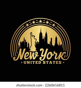 New York City, United States. Logo design template. Vector and illustration.