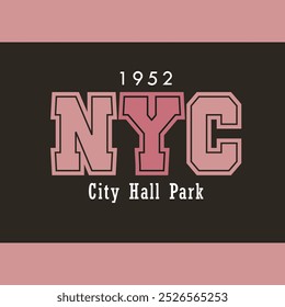 New York City university typography .city hall park printed university vector illustration