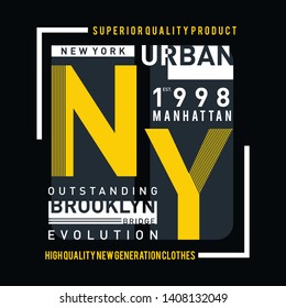 new york city urban t shirt design graphic typography, vector illustration concept art - Vector