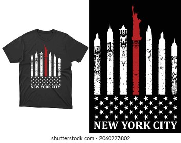 New York City US American Flag Patriotic T-Shirt Vector Design, USA State Souvenir Tee, NYC Costume, Visita Trip Travel Manhattan, Nueva York