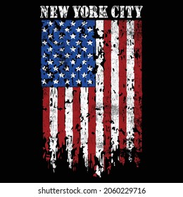 New York City US American Flag Patriotic T-Shirt Vector Design, USA State Souvenir Tee, NYC Costume, Visit Trip Travel Manhattan,