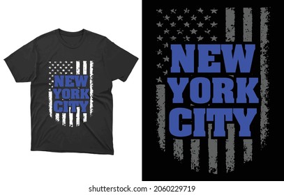 New York City US American Flag Patriotic T-Shirt Vector Design, USA State Souvenir Tee, NYC Costume, Visit Trip Travel Manhattan,