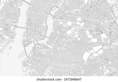 New York City, New York, USA, bright outlined vector map with bigger and minor roads and steets created for infographic backgrounds.