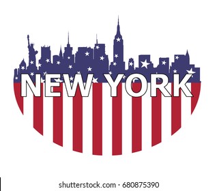 The New York City And The USA Flag 