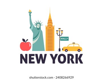 New York City, USA illustration, background, poster and banner design. Geometrical modern style concept vector illustration