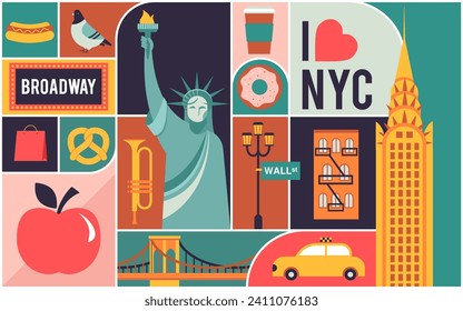 New York City, USA Illustration, Hintergrund, Poster und Banner Design. Geometrisches modernes Konzept, Vektorgrafik