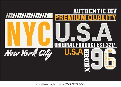 New York city USA premium quality typography design for T-shirt