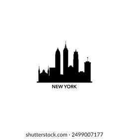 New York City USA skyline, horizon logo. Panorama, US NYC state icon, abstract landmarks, skyscraper, buildings. United States of America isolated graphic, vector clipart