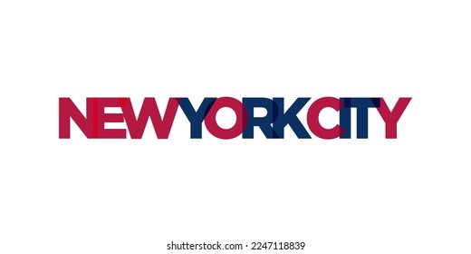New York City, USA typography slogan design. America logo with graphic city lettering for print and web products.