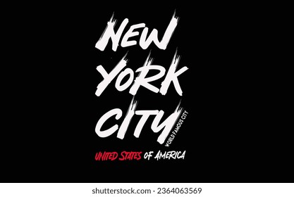 New york city, USA Typography Grunge background. vintage design. New York city - lettering design. Handwritten quote for t-shirt graphics, print, poster, banner, flyer, postcard