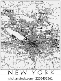 Mapa de vectores de la ciudad de Nueva York HD en blanco y negro