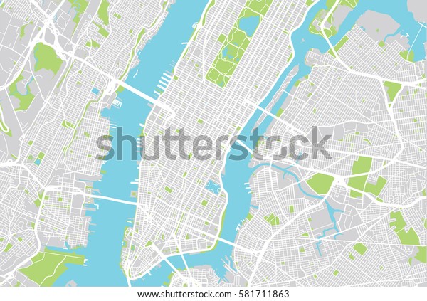 New York City Vector Map Stock Vector (Royalty Free) 581711863 ...