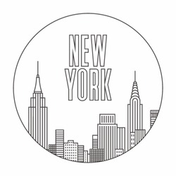 New York City, Vector Outline Illustration