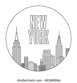 New York City, Vector Outline Illustration