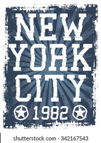 New York City vector print and varsity. For t-shirt or other uses in vector.