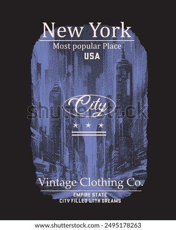 New York City vector print design, Slogan typography text print design, urban vintage clothing, American city t-shirt print design