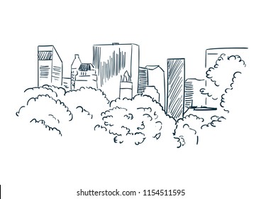 New York city vector sketch landscape line illustration skyline