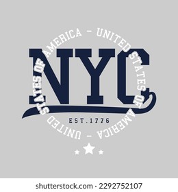 New York City vintage college style typography. Vector illustration design for fashion graphics, prints, t shirts.