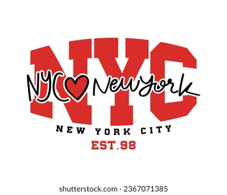 New York City vintage college typography. Vector illustration design for slogan tee, t shirt, fashion graphic, print, sweatshirt.