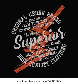 New york city vintage denim, premium product, union made typography, t-shirt graphics, vectors