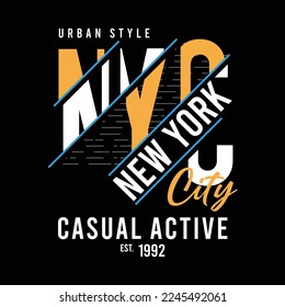 New york city vintage design typography, designs for t-shirts, wall murals, stickers ready to print, vector illustration 