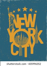 new york city. vintage quality label. t-shirt typography design.