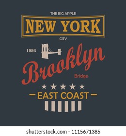 New York City Vintage T-Shirt Design Black Background. Vector.