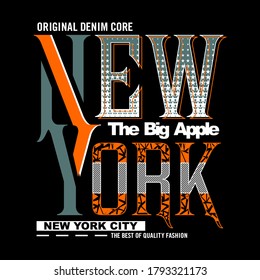 New York City. Vintage and typography design in vector illustration. Clothing, apparel and other uses. Abstract design with the grunge style. Vector print, typography, poster. Global swatches.