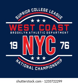 New York City West Coast Graphic Tshirt Design