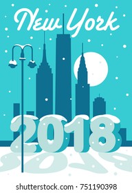 New York City winter skyline