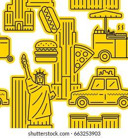 New York City yellow seamless vector pattern