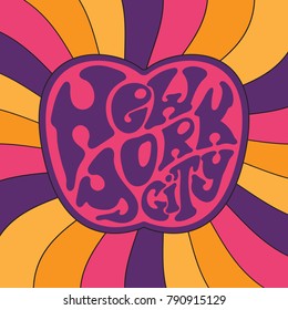 New York city.Classic psychedelic 60s and 70s lettering.