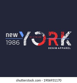 New York City,DENIM APPAREL typography graphic design, for t-shirt prints, vector illustration
