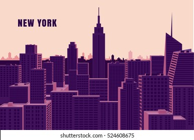 New York cityscape Flat vector illustration