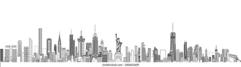 New York cityscape line art style vector abstract illustration. Travel background