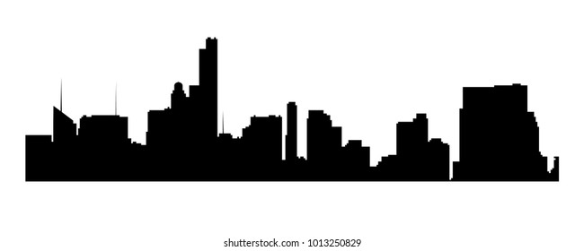 New York cityscape, Manhattan - view from Central Park. Vector  NYC black and white background.