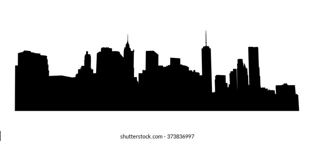 New York cityscape, Manhattan - view from Brooklyn. Vector  NYC background.