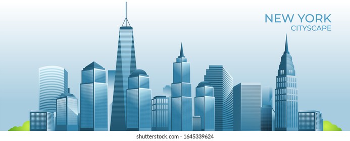 New  York cityscape vector illustration, minimalism design concept of boilding  skyline of the city