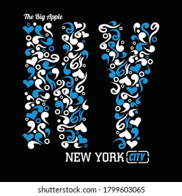 New York City.Vintage and typography design in vector illustration.clothing,t shirt,apparel and other uses.Abstract design with the grunge and denim style. Vector print, typography, poster..