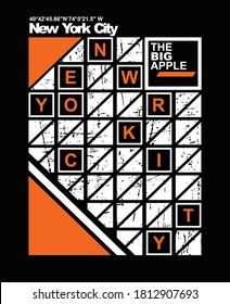 New York City.Vintage and typography design in vector illustration.clothing,t-shirt,apparel and other uses.Abstract design with the grunge and denim style. Vector print, typography, poster. 