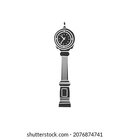 New York Clock Icon Silhouette Illustration. Street Objects Vector Graphic Pictogram Symbol Clip Art. Doodle Sketch Black Sign.