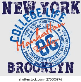 new york college basketball sports vector art