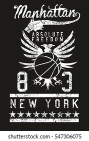 New york college basketball sports style graphic design vector art