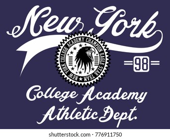 New york College eagle badge printing and embroidery graphic design vector artwork