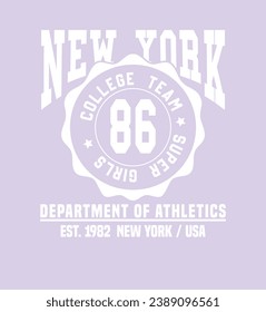 New York college slogan vector illustration for t-shirt and other uses