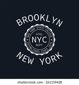 New York college of sport typography. It is Vector graphics print for t-shirts.