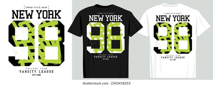 New York college street typography and numbers. Vector illustration design for fashion graphics, prints, t shirts.