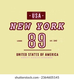 New york college tee,graphic,illustration vector.