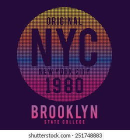 New York college typography, t-shirt graphics, vectors